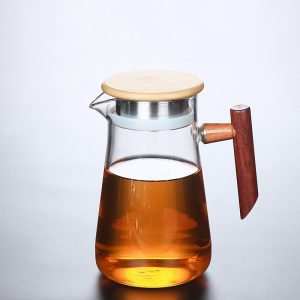 Lasi ja puu teekannu dekantteri 850ml