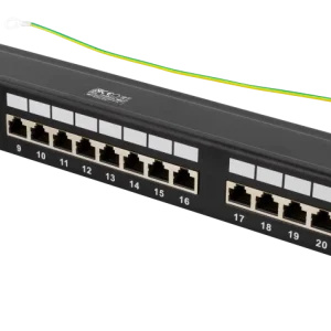 19" STP-kytkentäpaneeli, 24xRJ45, Cat6, 10Gbps, 1U, metallia