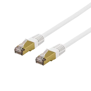 S/FTP Cat6a laitekaapeli, Delta-sert., LSZH, 0,3m, valkoinen