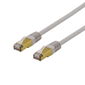 S/FTP Cat6a laitekaapeli, Delta-sert., LSZH, 0,5m, harmaa