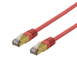 S/FTP Cat6a laitekaapeli, Delta-sert., LSZH, 0,5m, punainen