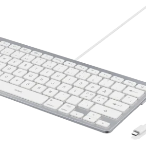 USB-C Keyboard for iOS/MacOS, 1m cable, Nordic layout, white/silver