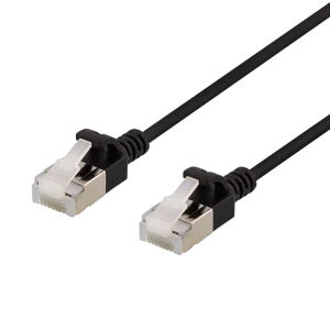 U/FTP Cat6a laitekaapeli, ohut, läpimitta 3,8mm, 0,3m, musta