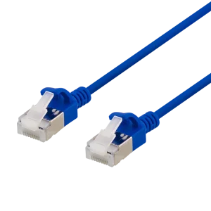 U/FTP Cat6a laitekaapeli, ohut, läpimitta 3,8mm, 0,5m, sininen