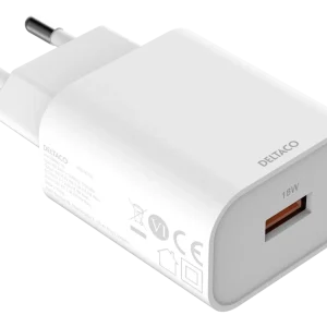 USB wall charger, 1x USB-A, fast charging 18 W, white