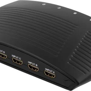 DELTACO manuaalinen HDMI-kytkin, 4 sisääntuloa, 1 ulostulo