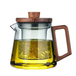 Lasi ja puu teekannu 500-800ml